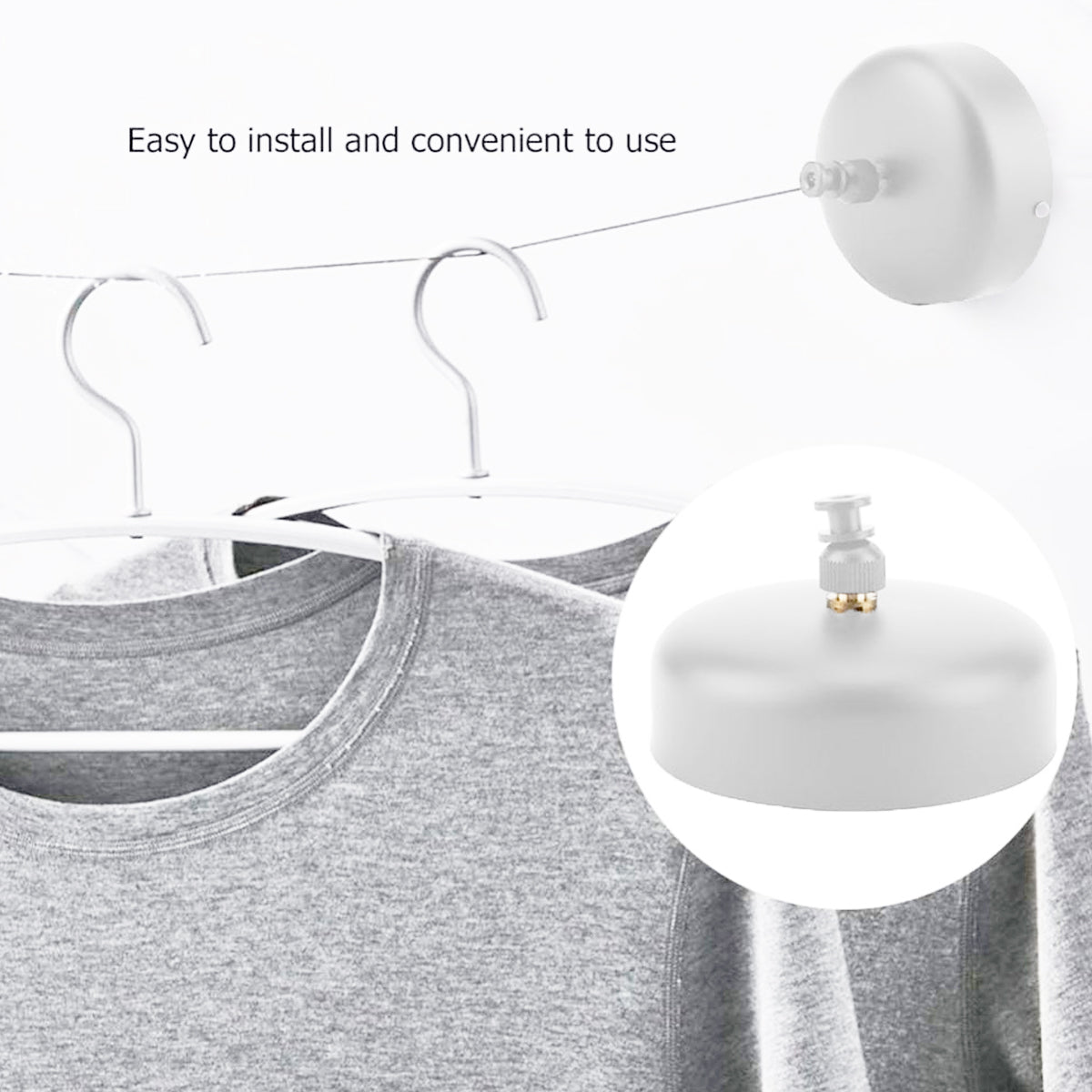 2.8m Stainless Retractable Clothesline Wall Mounted