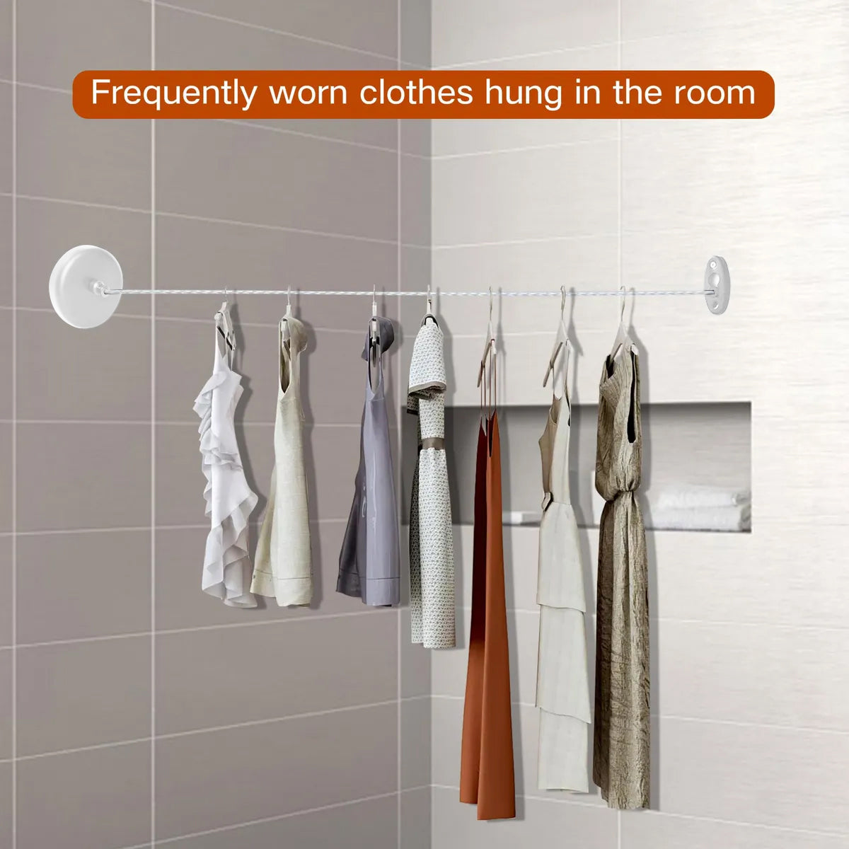 2.8m Stainless Retractable Clothesline Wall Mounted
