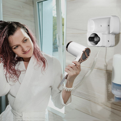 Wall-Mounted Hair Dryer with Holder for Efficient Drying