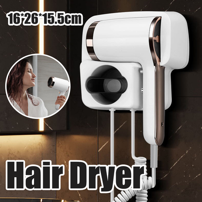 Wall-Mounted Hair Dryer with Holder for Efficient Drying