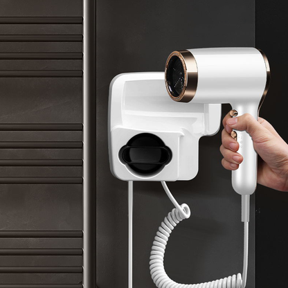 Wall-Mounted Hair Dryer with Holder for Efficient Drying
