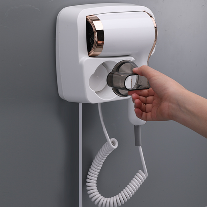 Wall-Mounted Hair Dryer with Holder for Efficient Drying