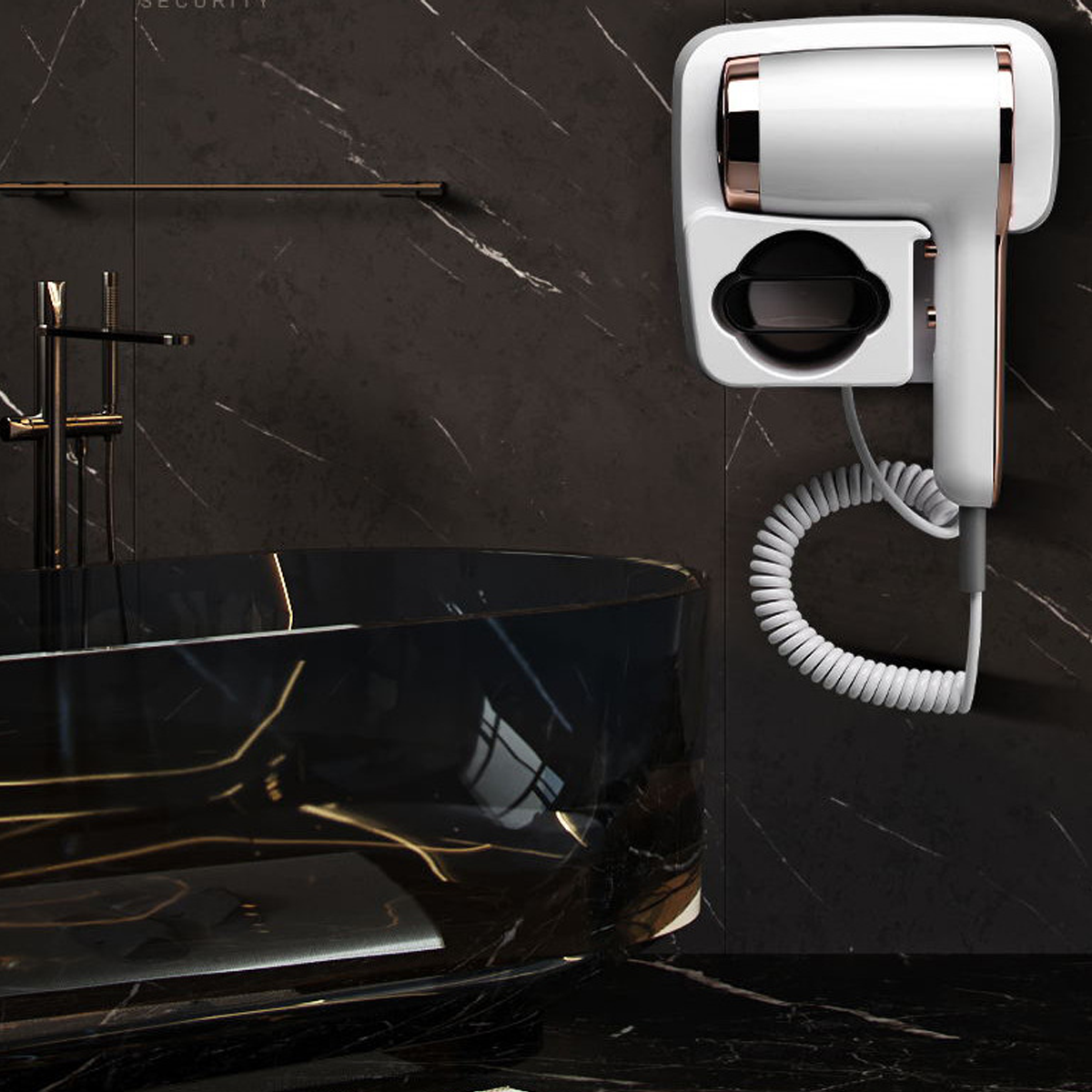 Wall-Mounted Hair Dryer with Holder for Efficient Drying