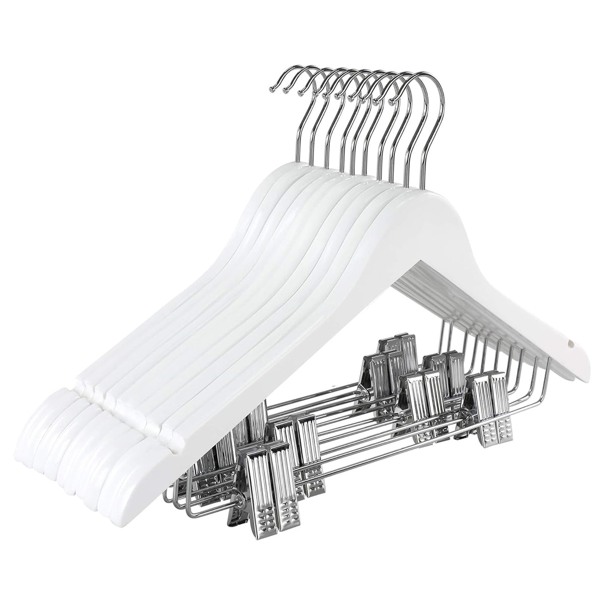 10pcs Wooden Clip Hangers Non Slip for Skirts and Trousers