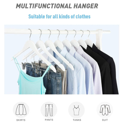 10pcs Wooden Clip Hangers Non Slip for Skirts and Trousers