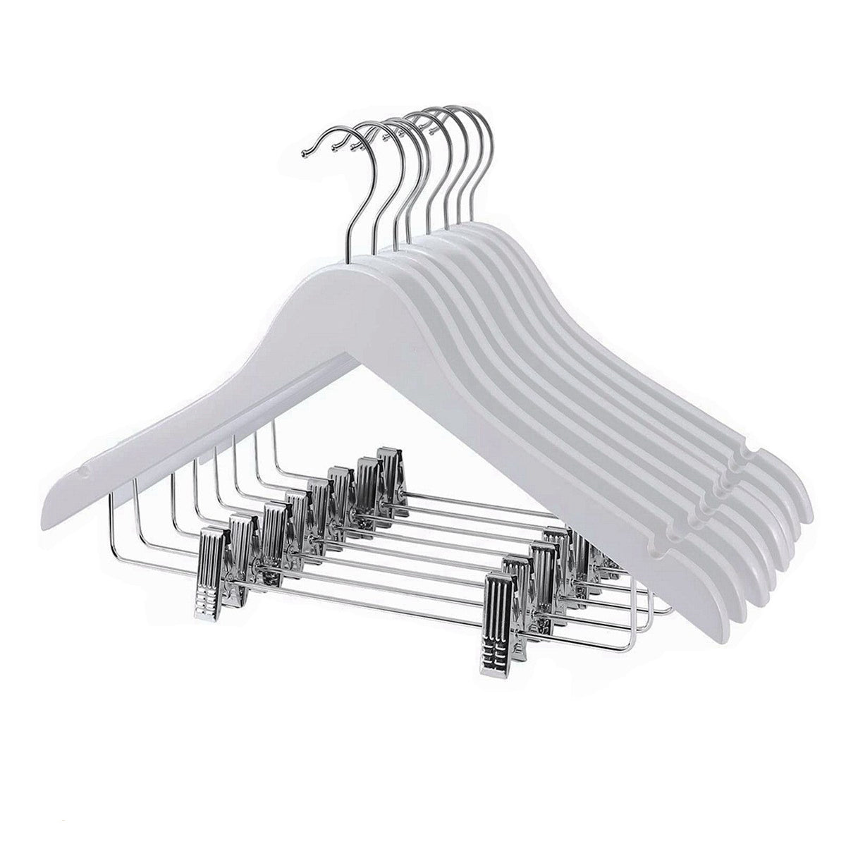 10pcs Wooden Clip Hangers Non Slip for Skirts and Trousers