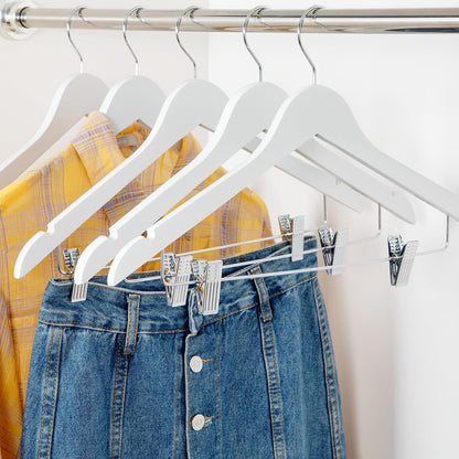10pcs Wooden Clip Hangers Non Slip for Skirts and Trousers