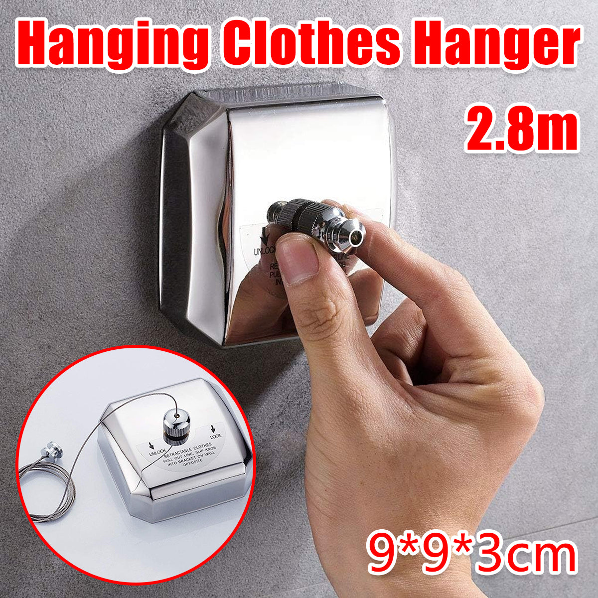Retractable Indoor Clothesline 2.8m Stainless Steel Wire