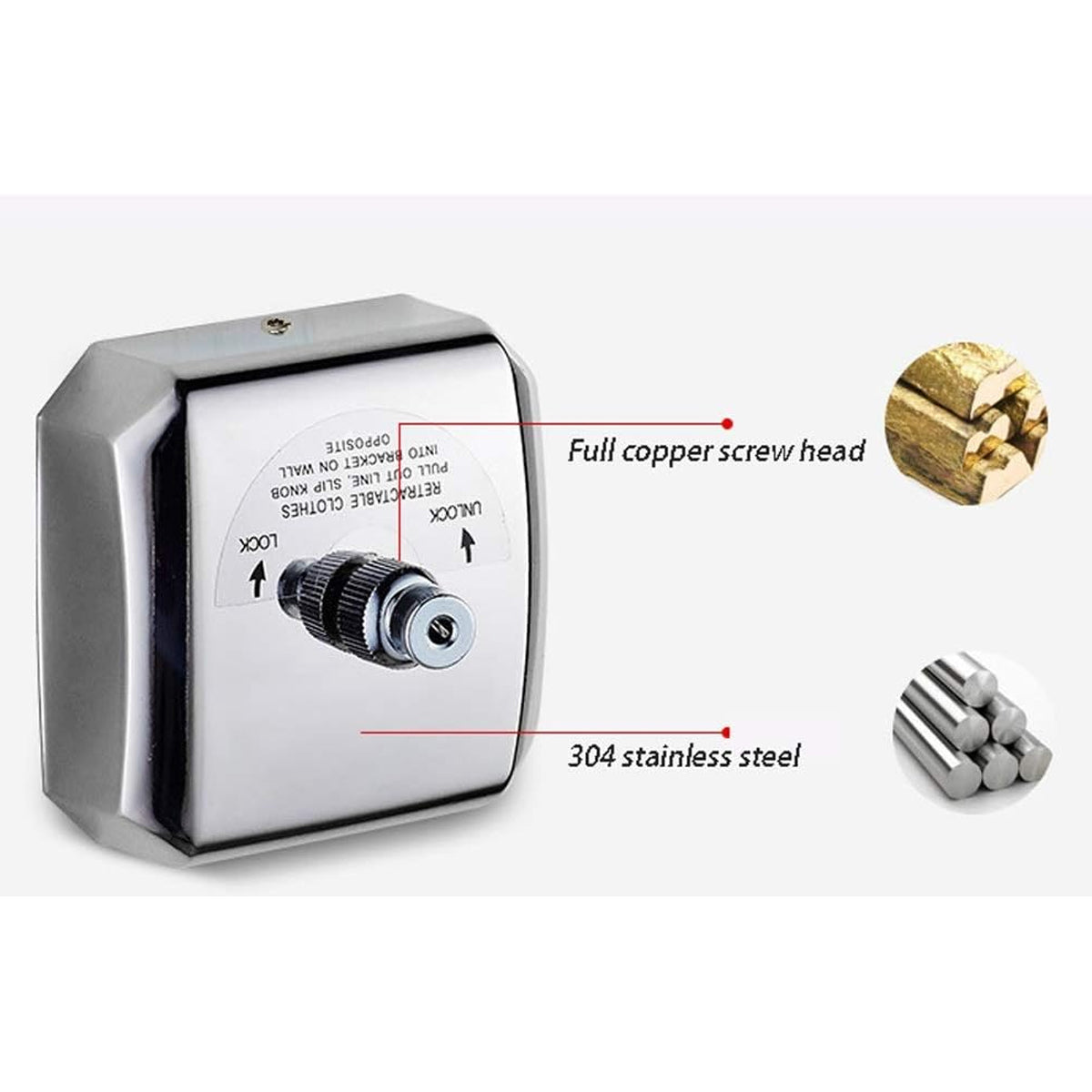 Retractable Indoor Clothesline 2.8m Stainless Steel Wire