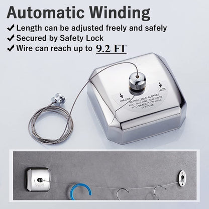 Retractable Indoor Clothesline 2.8m Stainless Steel Wire