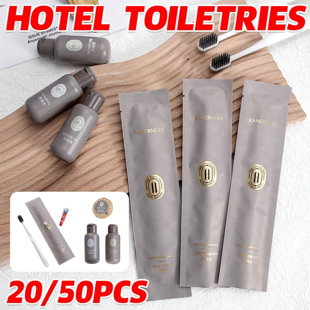 Hotel Toiletries Bulk Packs Toothbrush Shampoo Soap Options