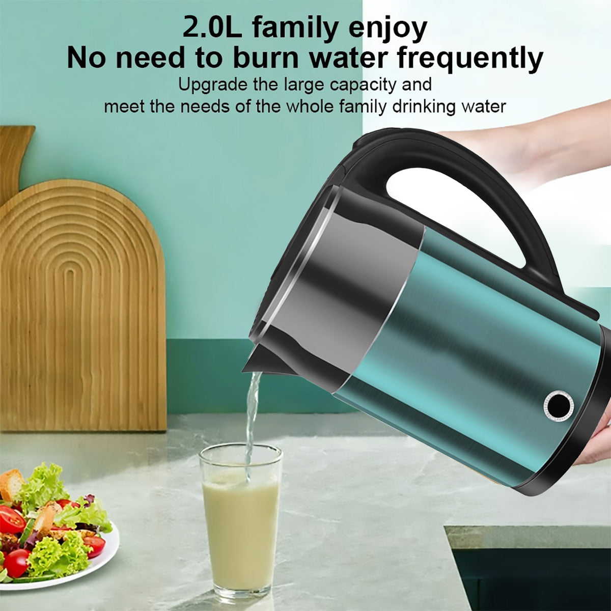 2L Smart Stainless Steel Electric Kettle with Cool Touch Body