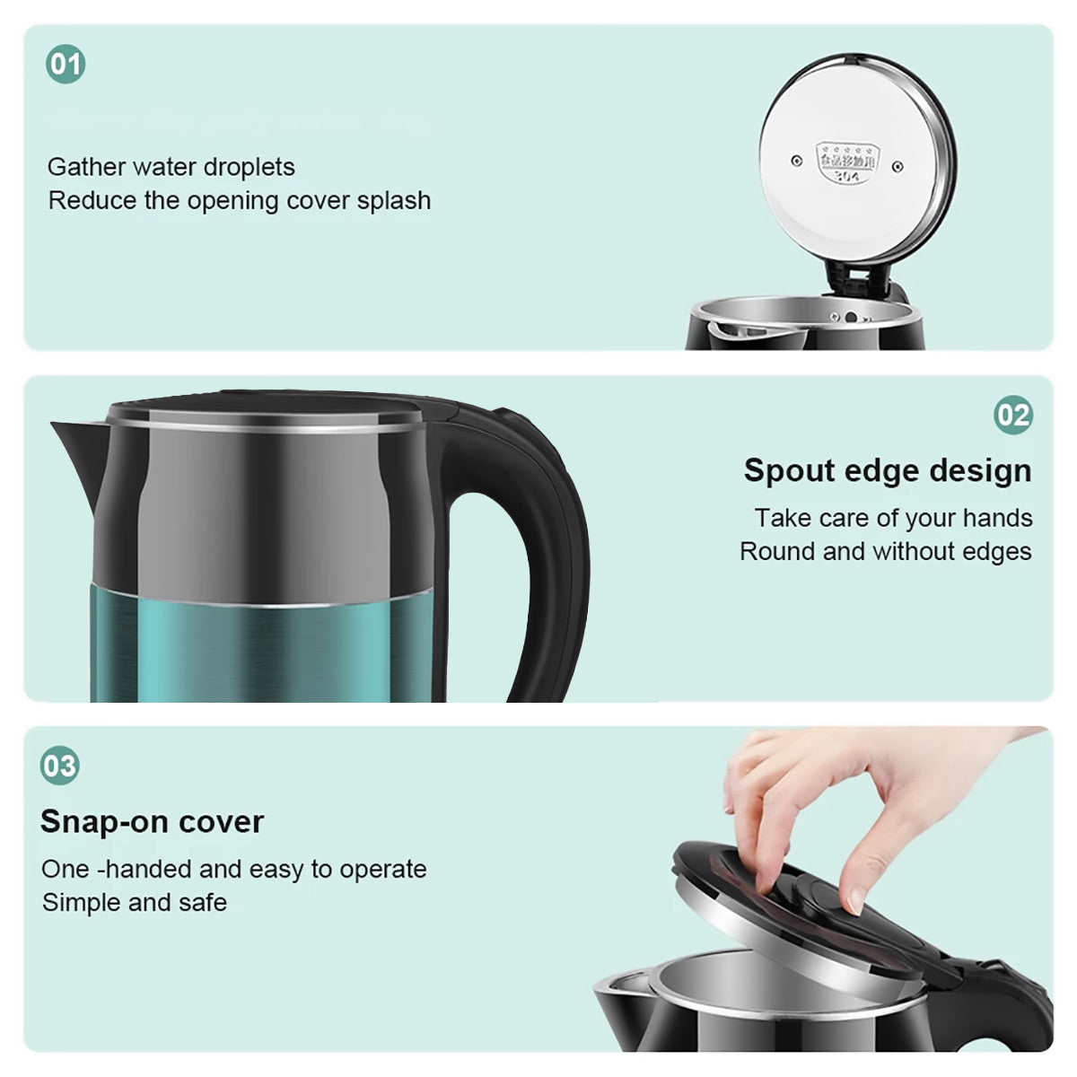 2L Smart Stainless Steel Electric Kettle with Cool Touch Body