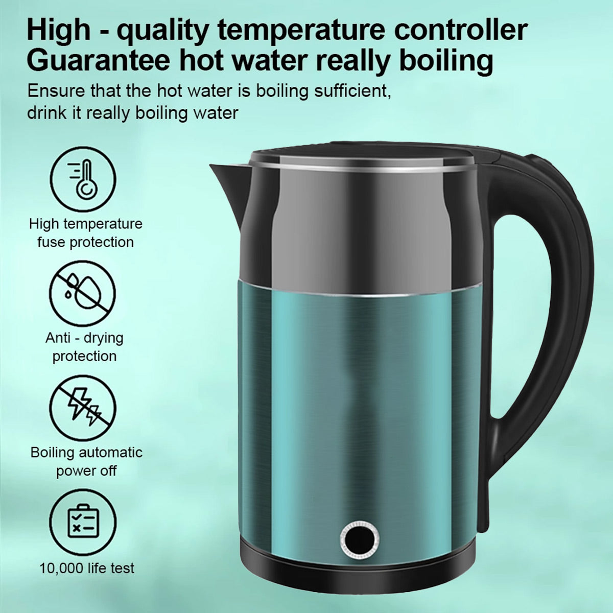 2L Smart Stainless Steel Electric Kettle with Cool Touch Body