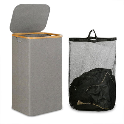 Large Laundry Basket with Lid and Removable Inner Bag