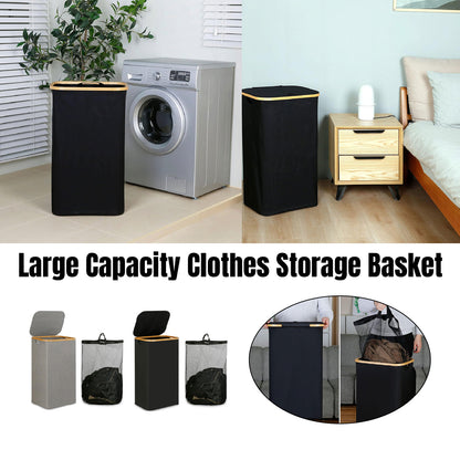 Large Laundry Basket with Lid and Removable Inner Bag