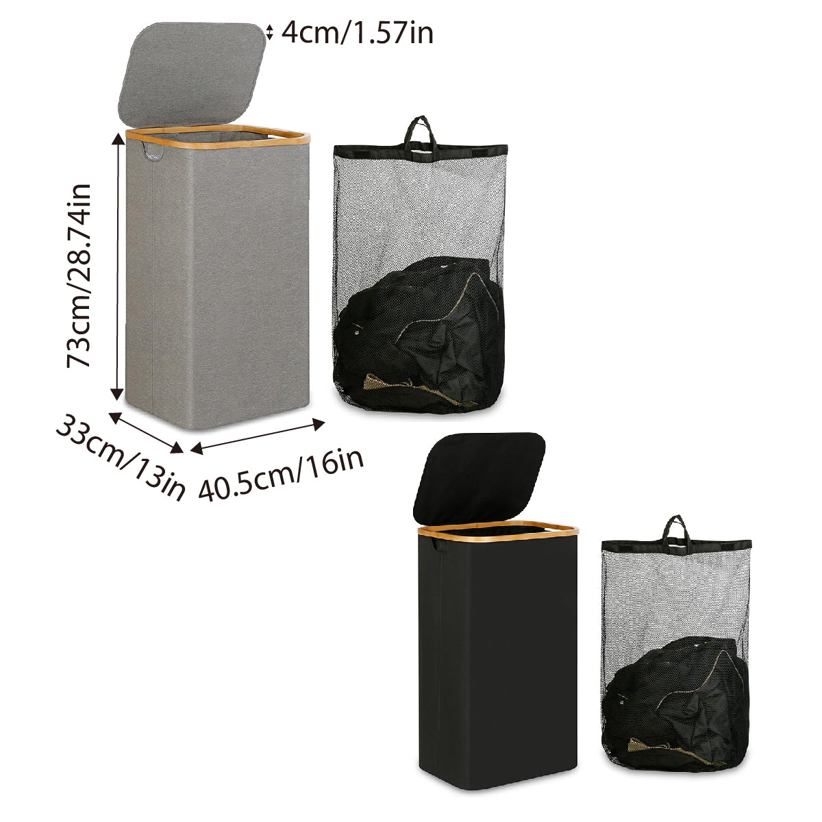 Large Laundry Basket with Lid and Removable Inner Bag