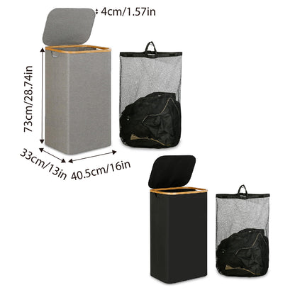 Large Laundry Basket with Lid and Removable Inner Bag