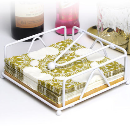 Wrought Iron Napkin Holder Square Serviette Rack Organiser Kitchen Serving Bar