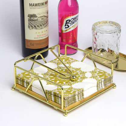Wrought Iron Napkin Holder Square Serviette Rack Organiser Kitchen Serving Bar
