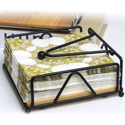 Wrought Iron Napkin Holder Square Serviette Rack Organiser Kitchen Serving Bar