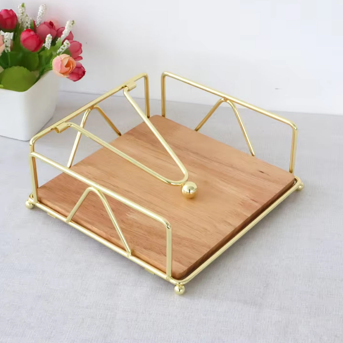 Wrought Iron Napkin Holder Square Serviette Rack Organiser Kitchen Serving Bar