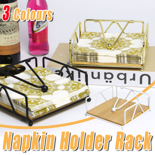 Wrought Iron Napkin Holder Square Serviette Rack Organiser Kitchen Serving Bar