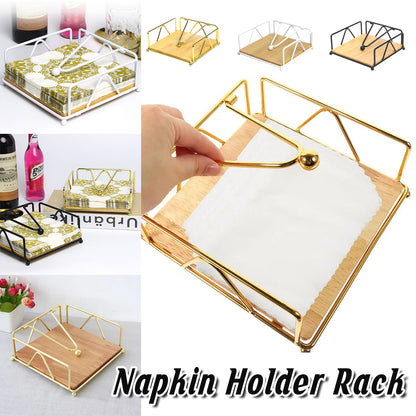 Wrought Iron Napkin Holder Square Serviette Rack Organiser Kitchen Serving Bar