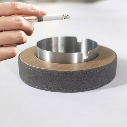Leather Tissue Box Holder with Stainless Steel Ashtray for Hotel & Home Use