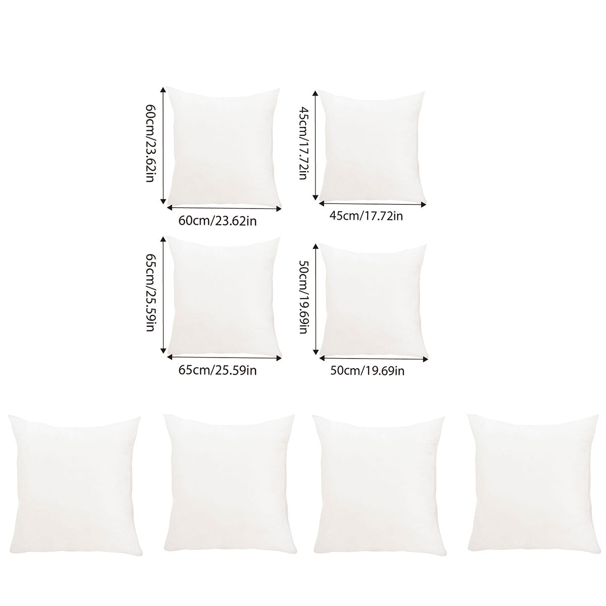 2pcs High Quality Square Pillow Inserts Soft Cushion Fillers Hotel Grade Use
