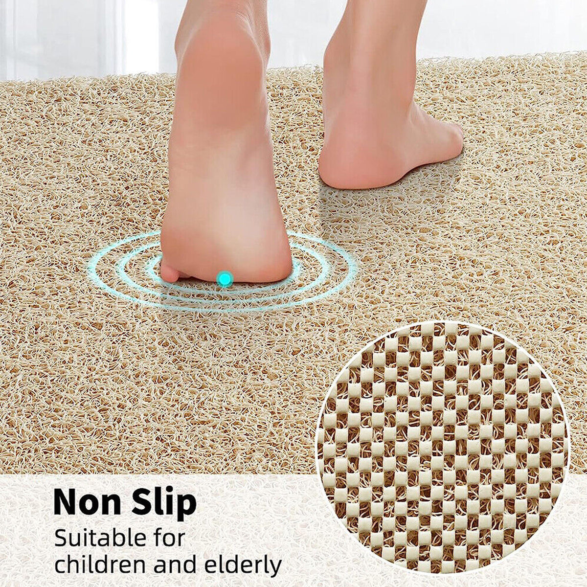 Waterproof Non Slip PVC Bathroom Mat Soft Washable Floor Rug