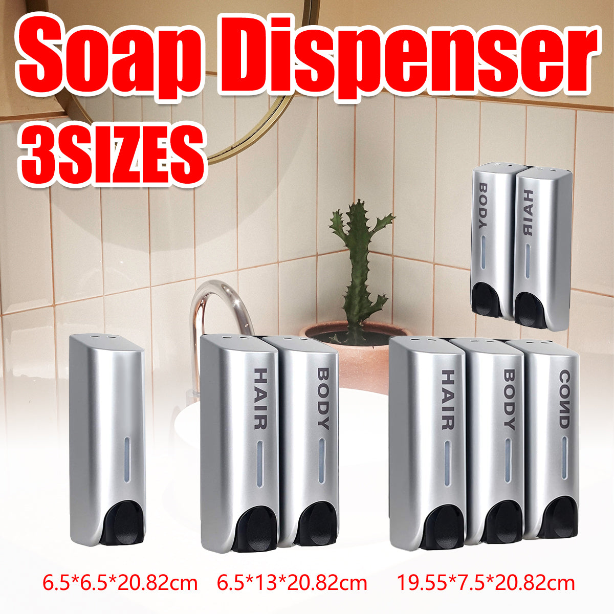 3 Chamber Options Wall Mounted Soap Dispenser in Silver