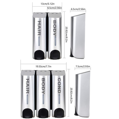 3 Chamber Options Wall Mounted Soap Dispenser in Silver