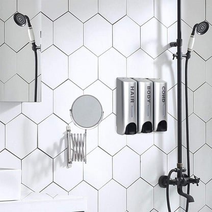 3 Chamber Options Wall Mounted Soap Dispenser in Silver