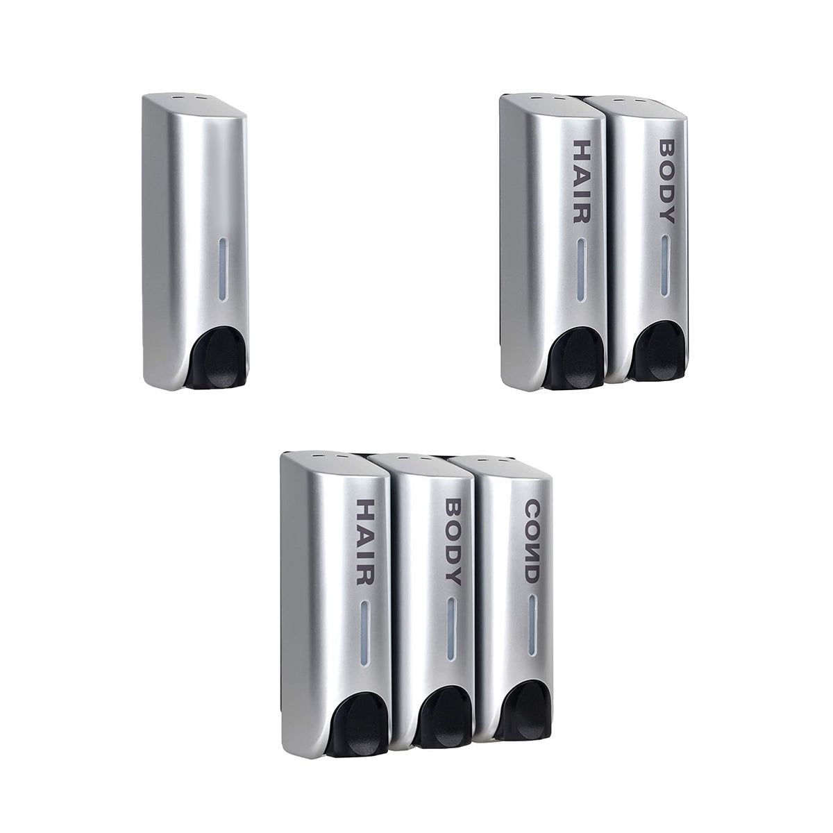 3 Chamber Options Wall Mounted Soap Dispenser in Silver