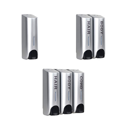 3 Chamber Options Wall Mounted Soap Dispenser in Silver