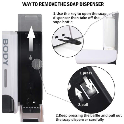 3 Chamber Options Wall Mounted Soap Dispenser in Silver