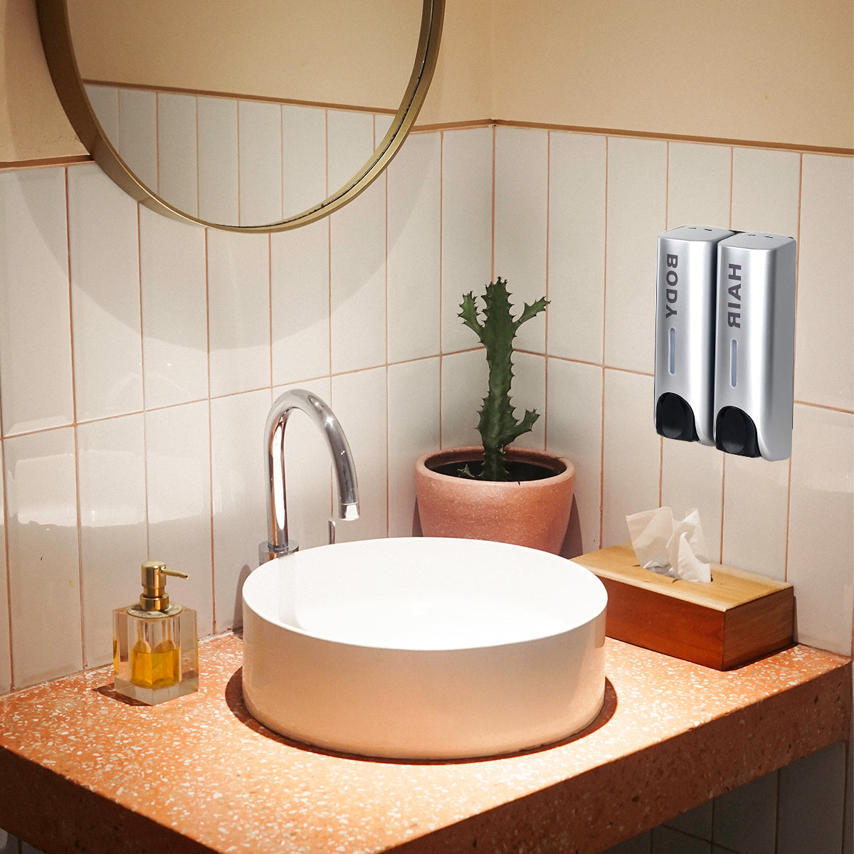 3 Chamber Options Wall Mounted Soap Dispenser in Silver