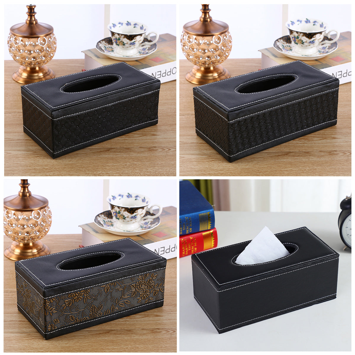 PU Leather Tissue Box Holder for Hotel and Office Table Decor