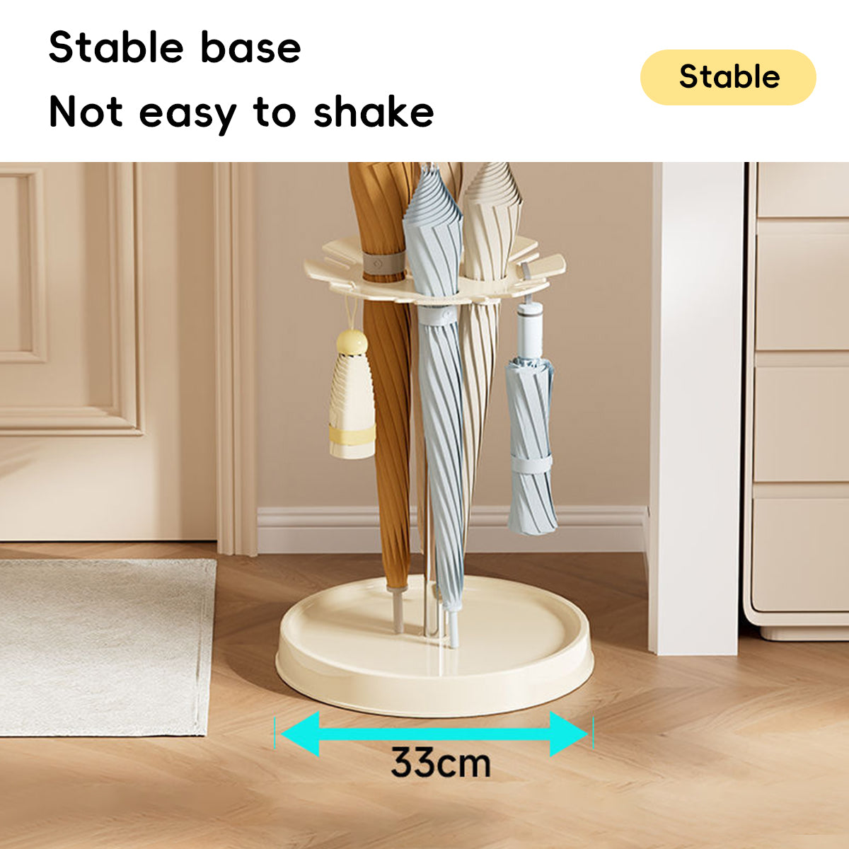 Umbrella Storage Rack with Drain Tray and Top Hooks