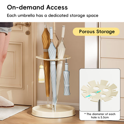Umbrella Storage Rack with Drain Tray and Top Hooks