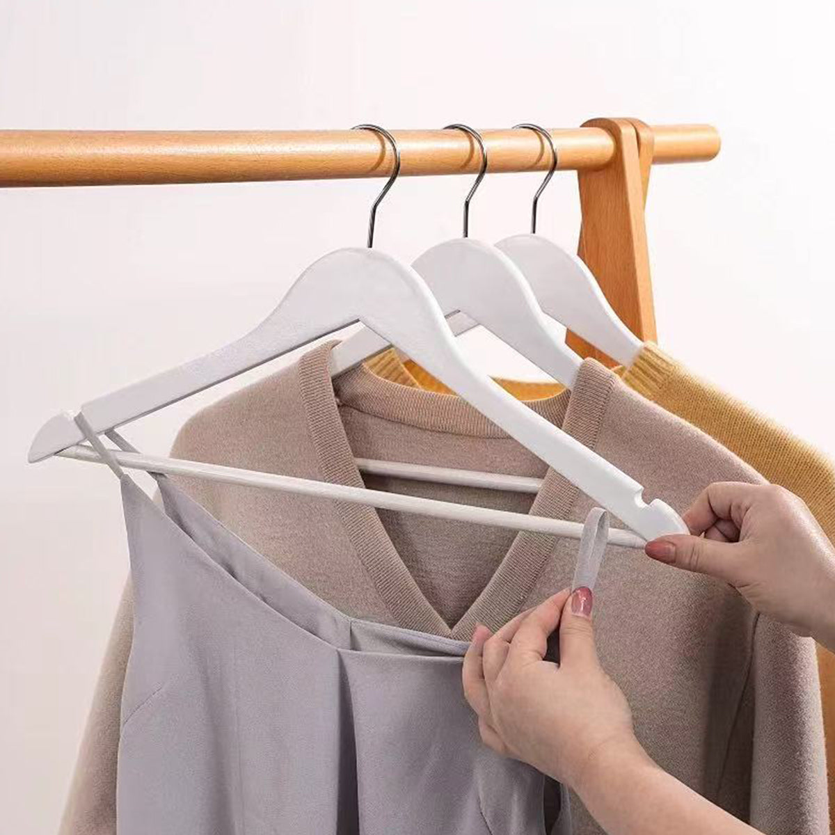 10PCS Wooden Suit Hangers with Slim Space Saving Design
