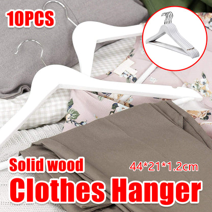 10PCS Wooden Suit Hangers with Slim Space Saving Design