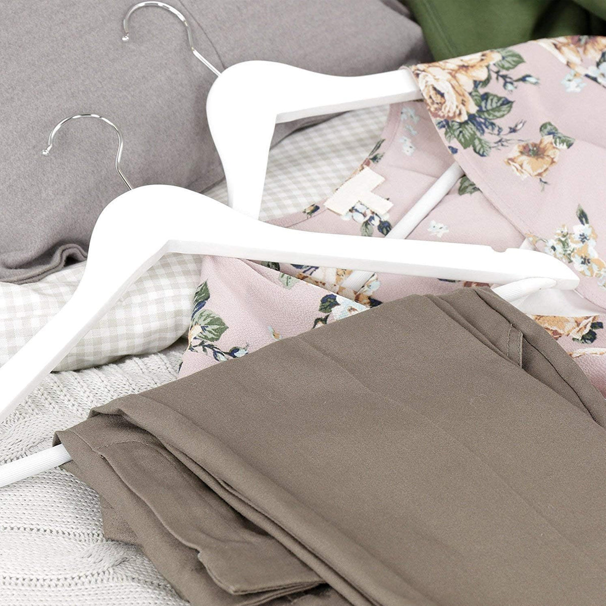 10PCS Wooden Suit Hangers with Slim Space Saving Design