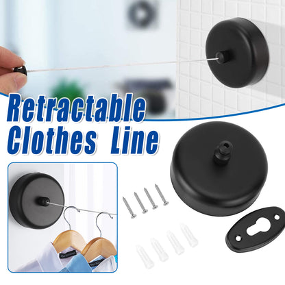 Black Retractable Clothesline Wall Mounted for Bathroom and Balcony