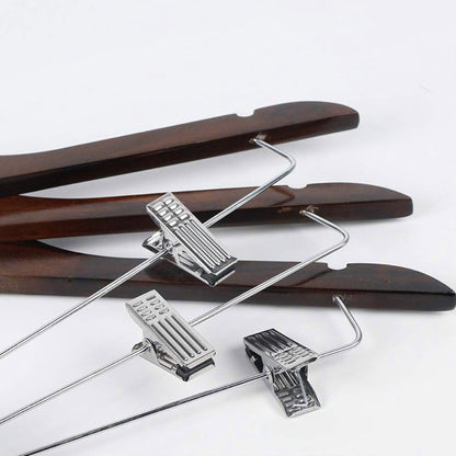 10PCS Solid Wood Coat Hangers with Thickened Non Slip Clips