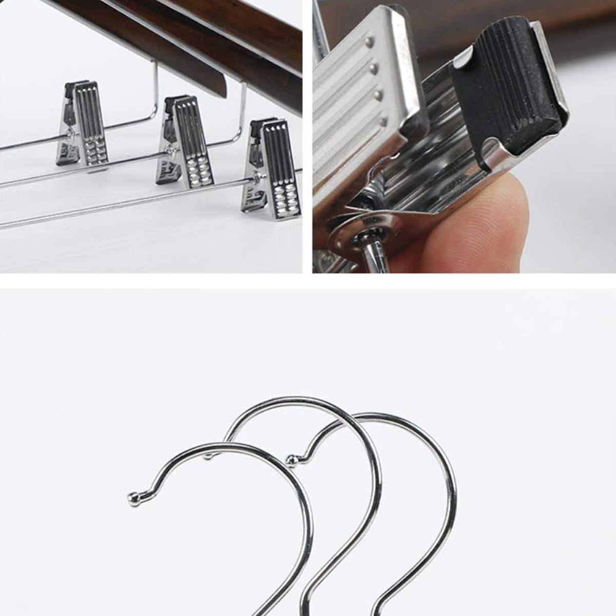 10PCS Solid Wood Coat Hangers with Thickened Non Slip Clips