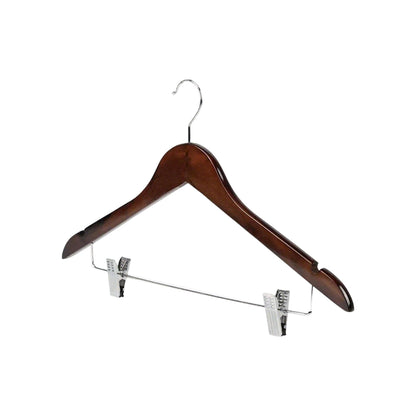 10PCS Solid Wood Coat Hangers with Thickened Non Slip Clips