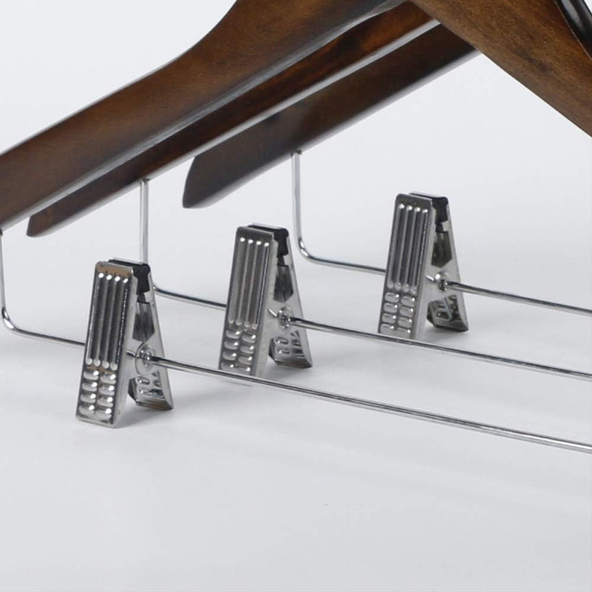 10PCS Solid Wood Coat Hangers with Thickened Non Slip Clips