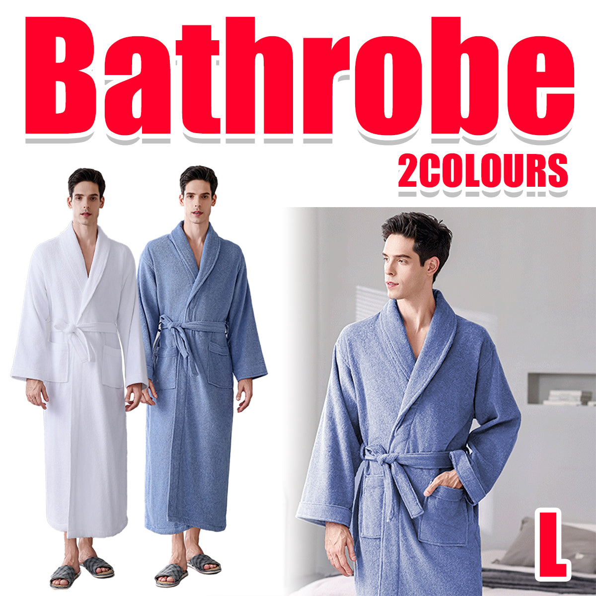 Cotton Bathrobe Quick Dry Absorbent Comfortable for Home Hotel Use